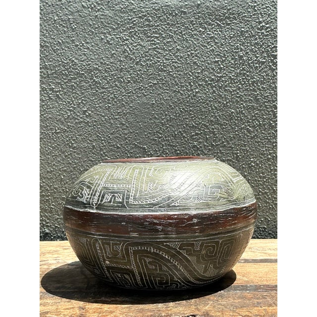 Late 20th Century Vintage Engraved Ceramic Vase For Sale - Image 5 of 12