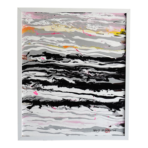 Vague. VIII White Framed Abstract Vibrant Painting