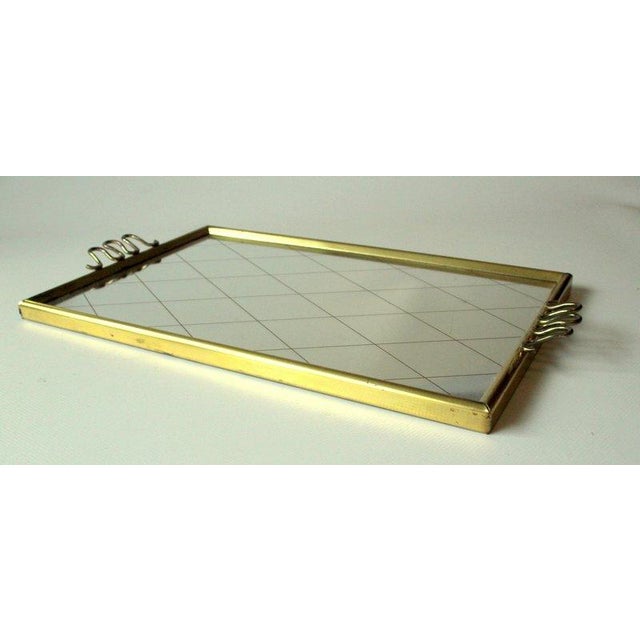1950s - Mirror serving tray - was used for serving cocktails - made of brass, glass and metal - in good vintage condition...