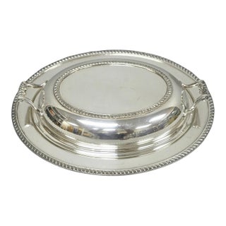Vintage Modern Silver MFG Co Silver Plated Twin Handle Vegetable Serving Dish For Sale
