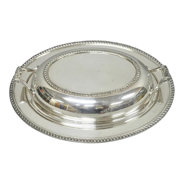 Vintage Modern Silver MFG Co Silver Plated Twin Handle Vegetable Serving Dish For Sale