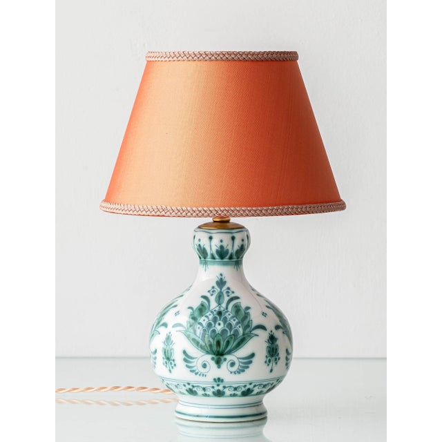 Delvert Teal Botanical Ceramic Table Lamp from Royal Delft, 1970 For Sale - Image 15 of 15