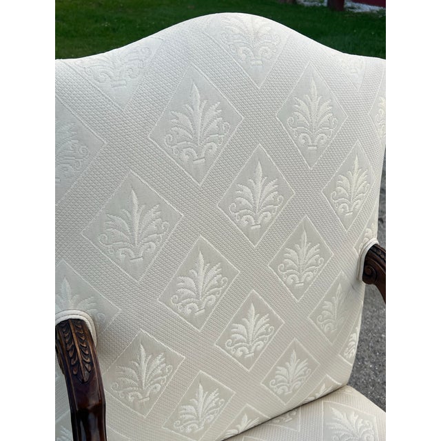 French Mid 20th Century Carved Bishops French Upholstered Chair For Sale - Image 3 of 12