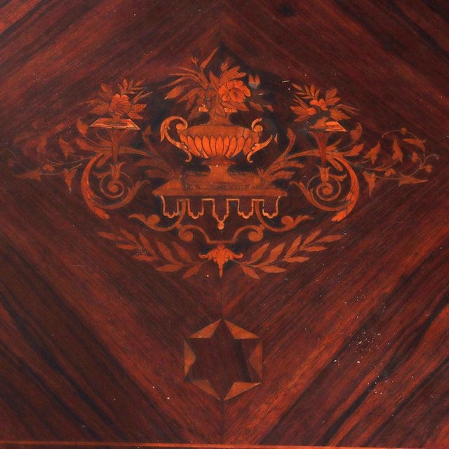Antique Louis XVI Rosewood, Marquetry & Inlaid Table with Drawer Unsigned C1880 Measures - 29"H x 45.5"W x 25.25"D This...