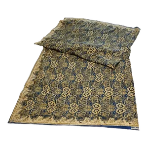 1970s “Keris” - Blue/Gold Border Print Batik Fabric - 39” X 89”