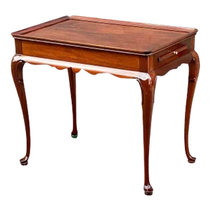 Late 20th Century Vintage Councill Craftsmen Queen Anne Style Mahogany Tray Top Tea Table