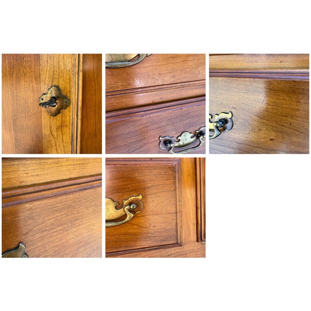 Vintage Statton Queen Anne Solid Cherry 3 Drawer Locking Sideboard or Buffet For Sale - Image 16 of 17