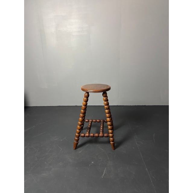 Mid-Century Brutalist Turned Wood Stool in the style of Charles Dudouyt, 1950s For Sale - Image 14 of 18