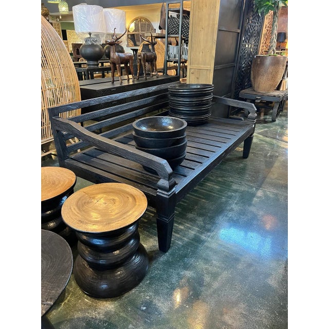 Simple classic style hand crafted teak wood twin size daybed with modern black finish. Great for outdoor or indoor use....