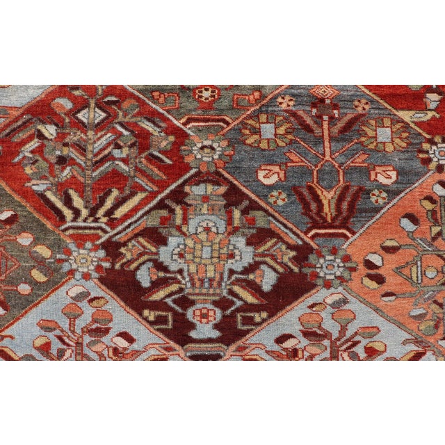 Antique Persian Bakhitari Colorful Rug in All-Over Diamond Garden Design For Sale - Image 10 of 12