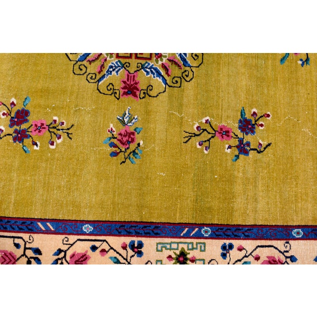 Textile 1970s Vintage Persian Handmade Wool Cotton Yellow Runner Rug For Sale - Image 7 of 11