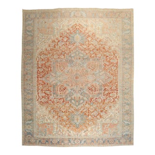 Antique Zabihi Collection Persian Heriz Large Room Size Rug - 11'2" x 14'10" For Sale
