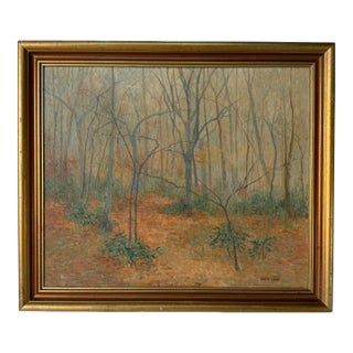 1970’s Dorothy v. Riley “Tranquil Autumn Scene” Woodland Landscape Oil Painting, Wood Frame For Sale