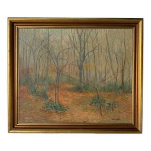 1970’s Dorothy v. Riley “Tranquil Autumn Scene” Woodland Landscape Oil Painting, Wood Frame