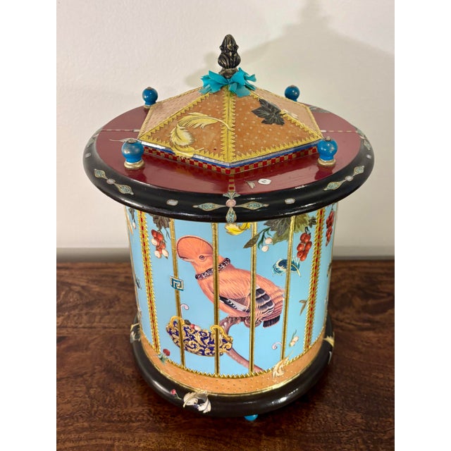American Studio Handcrafted Decoupage Bird-Cage Box, 2006 For Sale - Image 4 of 9