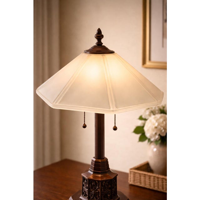 Vintage Asian-Inspired Pagoda Table Lamp With Fretwork Base For Sale In Los Angeles - Image 6 of 10