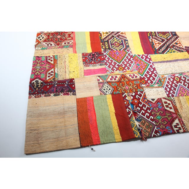 Tribal Authentic Patchwork From Vintage Tribal Kilims – Anatolian Craftsmanship for Modern Home Decor -6' 9'' X 9' 7'' For Sale - Image 3 of 13
