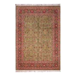 Traditional 1990's Floral Pak-Persian Green/Aubergine Wool Rug - 8'1'' X 10'0'' For Sale
