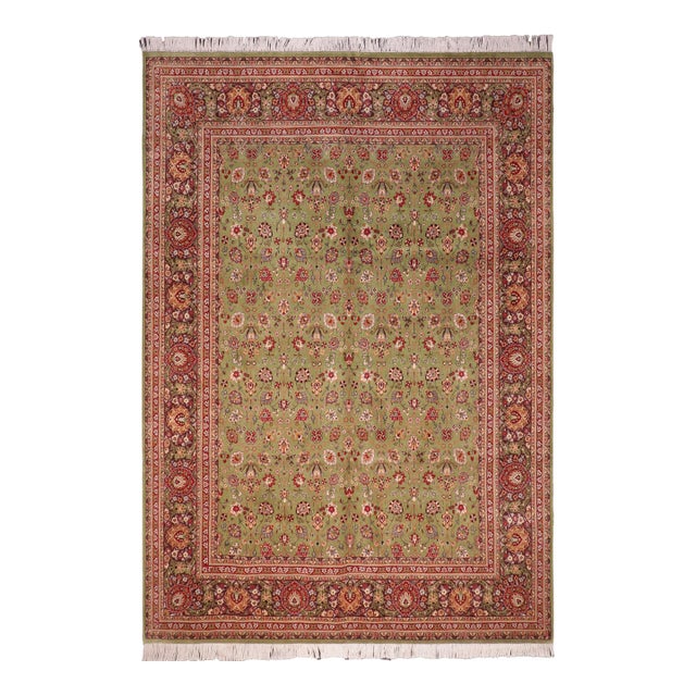 Traditional 1990's Floral Pak-Persian Green/Aubergine Wool Rug - 8'1'' X 10'0'' For Sale