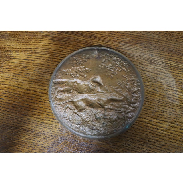 French Antique French Copper Hunting Dog Relief Plaque For Sale - Image 3 of 7