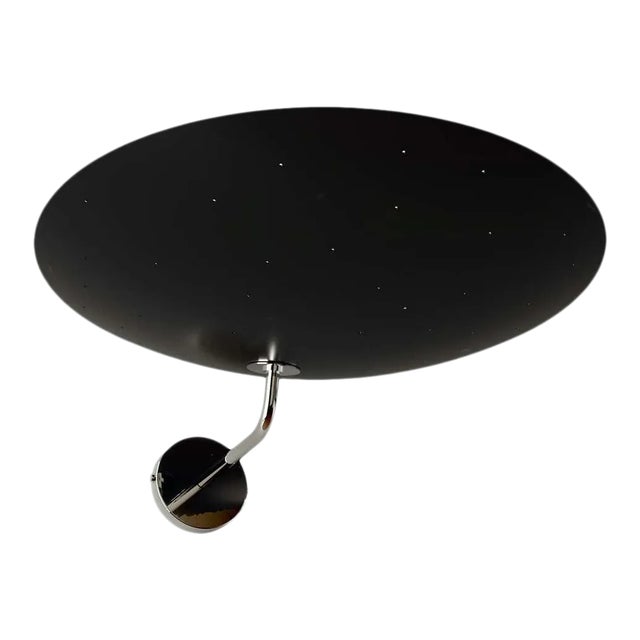 Pierre Disderot Model #2059 Large Perforated Wall Lamp in Black and Chrome For Sale