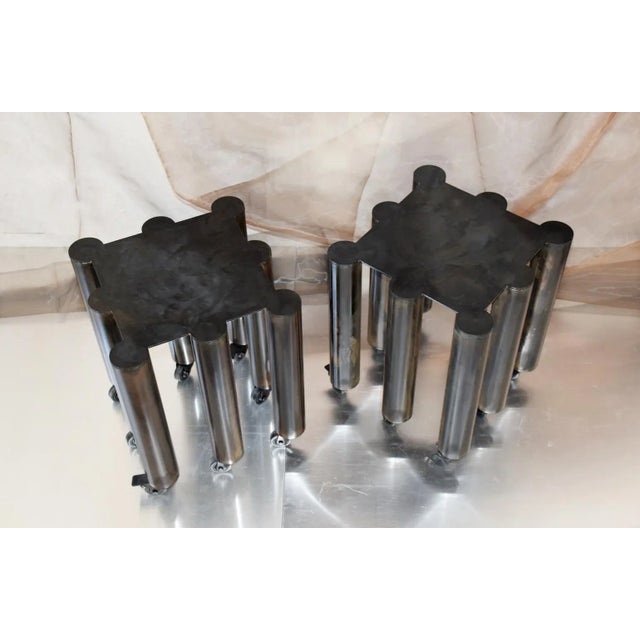 The 8 Legged Stools on Wheels are made following the idea of absurd complexity. The function of the object is emphasized...