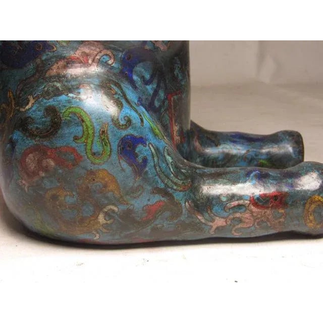 Metal Antique Chinese Cloisonné Elephant For Sale - Image 7 of 12