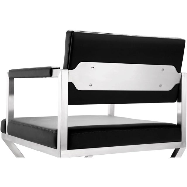 Director Black Vegan Leather & Steel Bar Stool For Sale In Los Angeles - Image 6 of 10