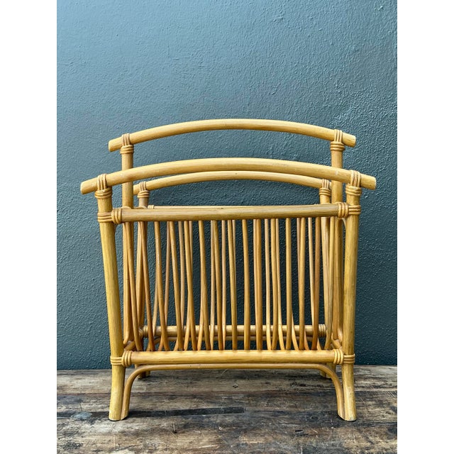 Vintage Bent Rattan Magazine Rack For Sale - Image 9 of 12