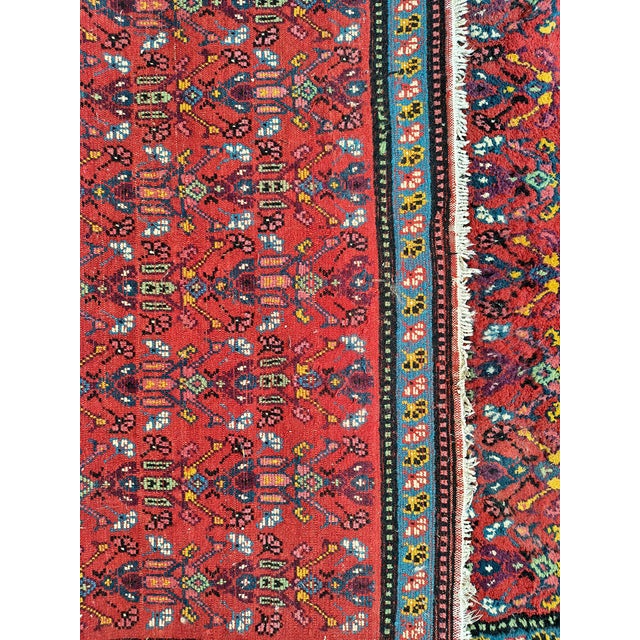 Vintage Middle Eastern Hand-Knotted Wool Rug with Red Floral Design For Sale - Image 6 of 8