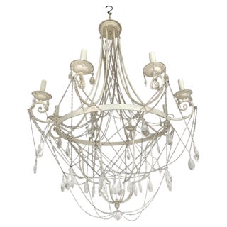 Ivory Florentine Iron and Crystals Chandelier by Simoeng For Sale
