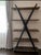 Beautiful Restoration Hardware Wyatt Open Bookcase featuring a heavy-duty black steel X-brace frame and thick reclaimed...