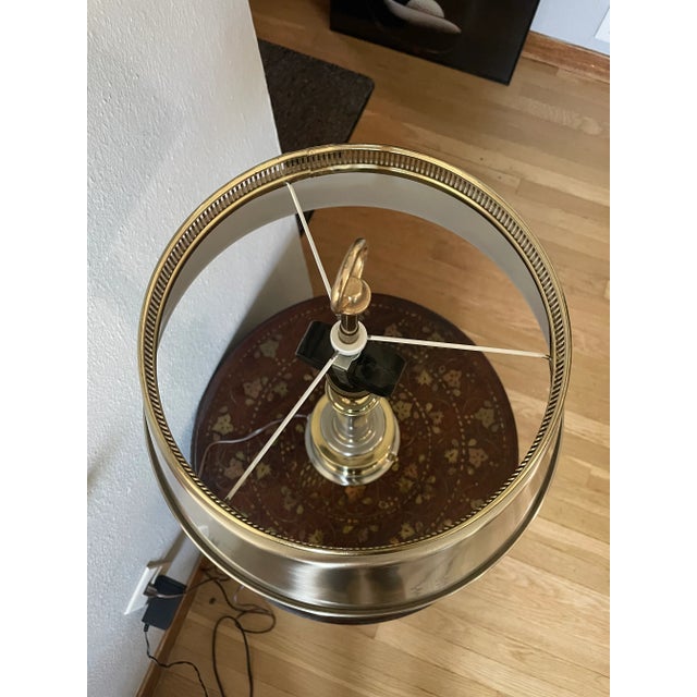 Vintage Brushed Steel & Brass Banker’s Lamp – Industrial Modern Desk Light For Sale - Image 6 of 12