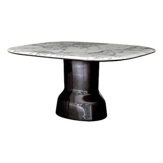 Musa 200 Ombra Silk Lacquer and Black Base Marble Table by Casa Casati For Sale