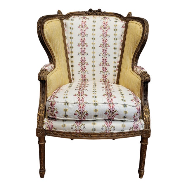 Louis XVI French Wooden Corbeille Armchair by Pierre Frey, 1820 For Sale