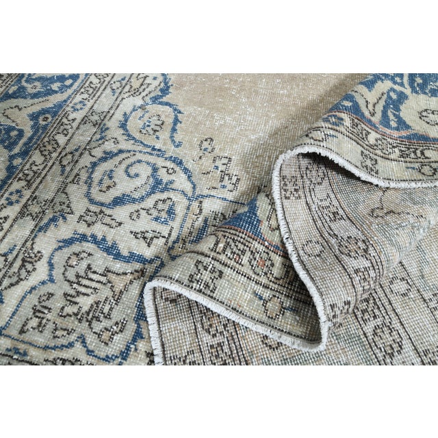 1970s Vintage Persian Handmade Wool Cotton Beige Area Rug For Sale In San Francisco - Image 6 of 11