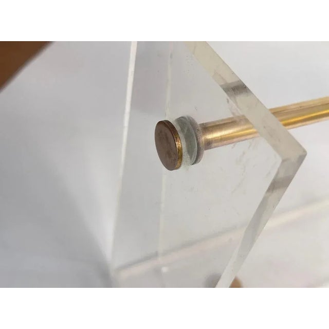 Hollywood Regency Vintage Thick Acrylic and Chrome Steel Magazine Rack, 1970s For Sale - Image 3 of 8