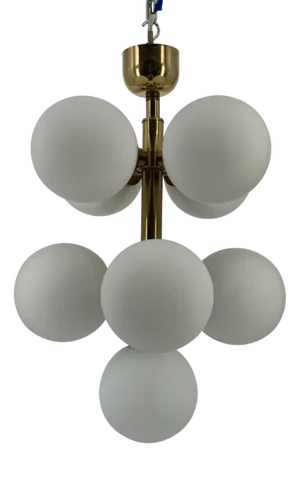 Sputnik Ceiling Lamp in Brass and Satin Glasses