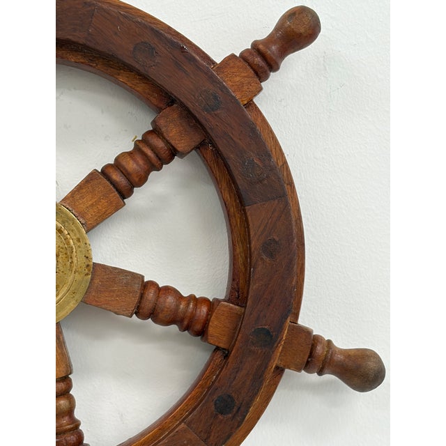 Wood Wooden Ship’s Wheel Wall Decor For Sale - Image 7 of 14