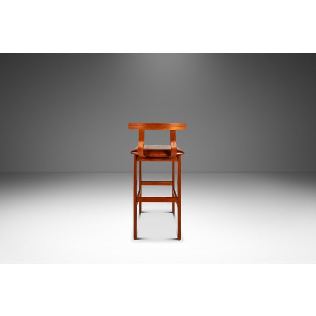 Korup Stolefabrik Rare Mid-Century Danish Modern Barstool in Teak & Leather by Knud Bent for Korup Stolefabrik, Denmark, C. 1960s For Sale - Image 4 of 18