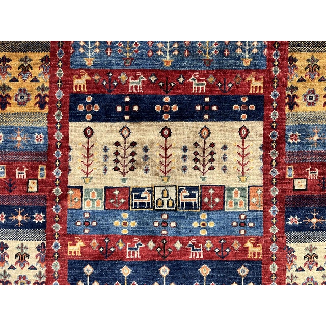 Sultani Khorjin Design Wool Runner in Blue and Red, 2'7" X 9'6" For Sale - Image 4 of 14