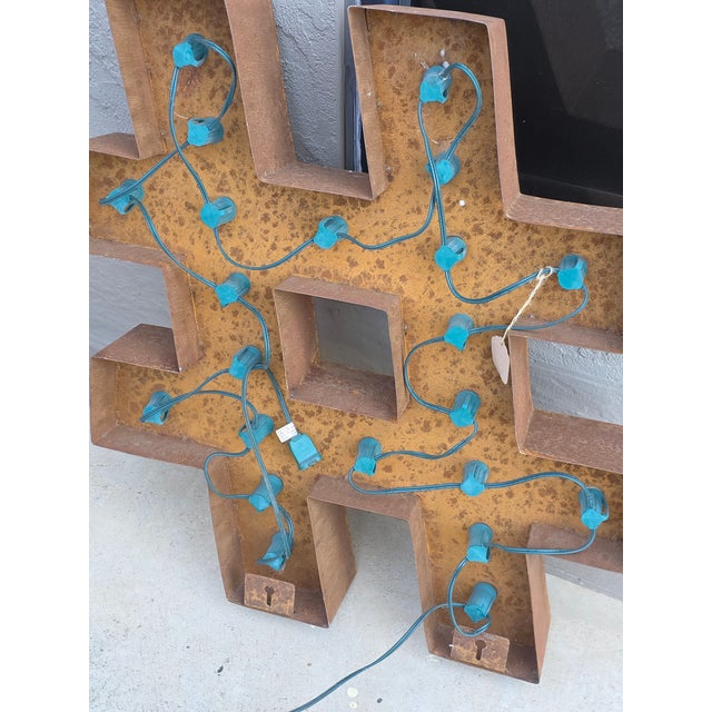 Extra Large Metal Symbol Sign With Lights For Sale - Image 4 of 8
