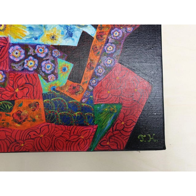 Contemporary Jocelyne Hoffelt, Fleurs en Puzzle, 2020, Oil on Canvas For Sale - Image 3 of 5