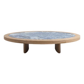 Wood and Blue Granite Monta Table with Glass by Charlotte Perriand for Cassina For Sale