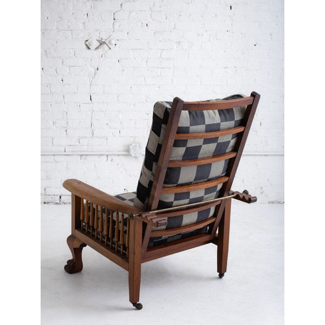 Victorian Antique Paw Foot Morris Chair in Oak For Sale - Image 4 of 15