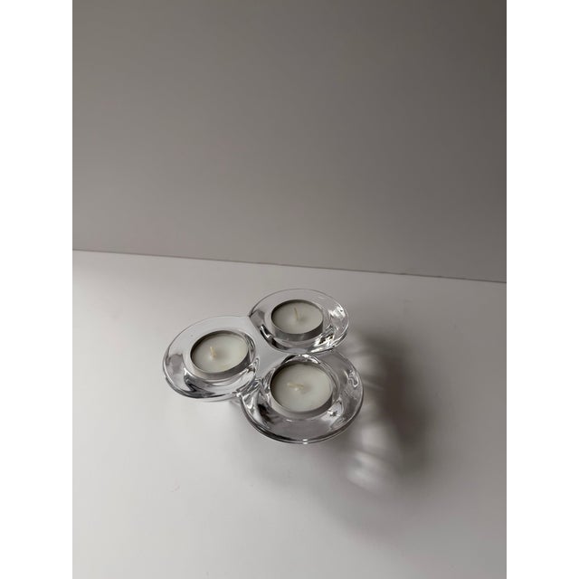 Vintage clear glass trio tea light candle holder. Very popular in the 1980s-1990s, brands like Partylite and Fifth Avenue...