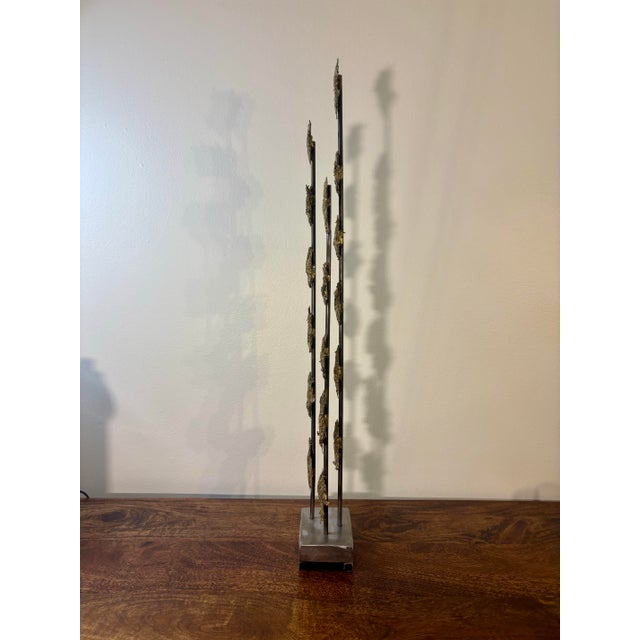 Brass Vintage Brutalist Steel and Brass Sculpture Signed D Larson 2012 For Sale - Image 8 of 9
