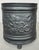 A decorative Vintage French painted brass pot , featuring a dark painted finish with prominent raised floral decoration...
