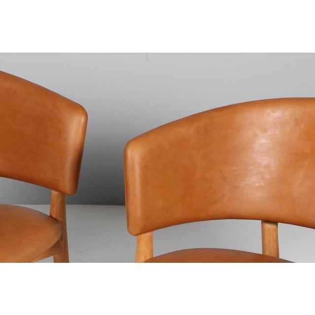 Nanna Ditzel Model ND82 Lounge Chairs in Full Grain Leather and Oak by Nanna Ditzel, 2010s, Set of 2 For Sale - Image 4 of 9