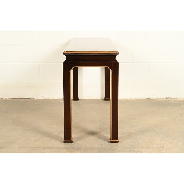 Henredon Hollywood Regency Chinoiserie Mahogany Hand-Painted Console Table With Bird Motif | Circa 1980s For Sale - Image 14 of 16